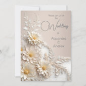 Elegante Hochzeitsstimmung in Beige Weiße Blume Einladung (Vorderseite)
