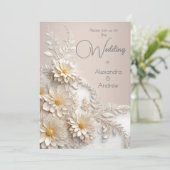 Elegante Hochzeitsstimmung in Beige Weiße Blume Einladung (Stehend Vorderseite)