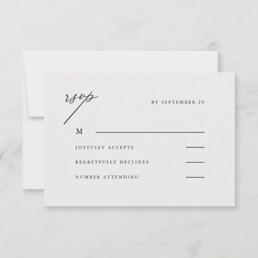 Elegante Hochzeitsstimmung in Black RSVP Karte (Vorderseite)