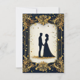 Elegante Hochzeitsstimmung mit Verziertem Goldenen Einladung