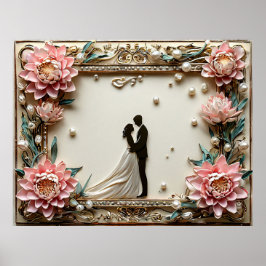 Elegante Hochzeitsstimmung Silhouette Poster