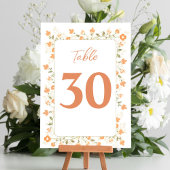 Elegante Hochzeitsstimmung Tischnummer Peach Flora