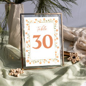 Elegante Hochzeitsstimmung Tischnummer Peach Flora