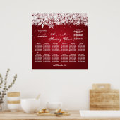 Elegante Hochzeitsstimmung Winterschnee Rot Poster (Küche)