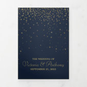 Elegante Hochzeitssuite für Schiffe und Gold Falli Dreifach Gefaltete Einladung (Cover)