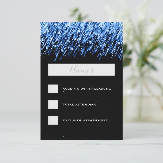 Elegante Hochzeitsszenarien "Sapphire Blue": UAWG RSVP Karte (Stehend Vorderseite)