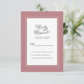 Elegante Hochzeitsszenario Dusty Rose und Weiß RSVP Karte (Stehend Vorderseite)