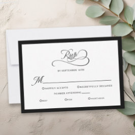 Elegante Hochzeitsszendierung Schwarz-weiße Kallig RSVP Karte