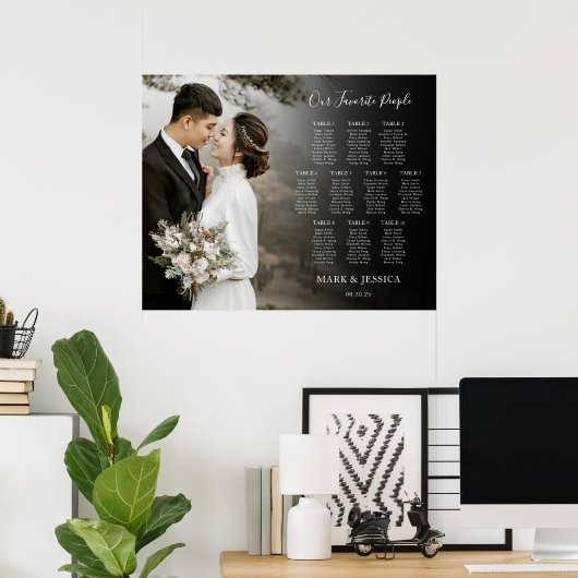 Elegante Hochzeitstabelle mit 10 Tischen mit Foto Poster (Heimbüro)