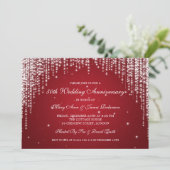 Elegante Hochzeitstag Abendessen Dazzle Rot Einladung (Stehend Vorderseite)