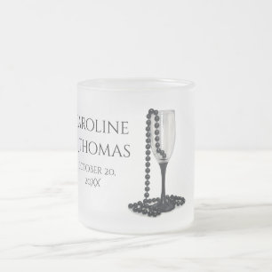 Elegante Hochzeitstasse mit Perlen-Design Mattglastasse