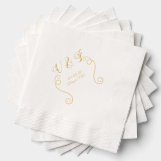 Elegante Hochzeitstext und Schwunglinien Folie Servietten Mit Folie