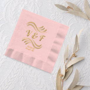 Elegante Hochzeitstexte und Schwunglinien Servietten Mit Folie