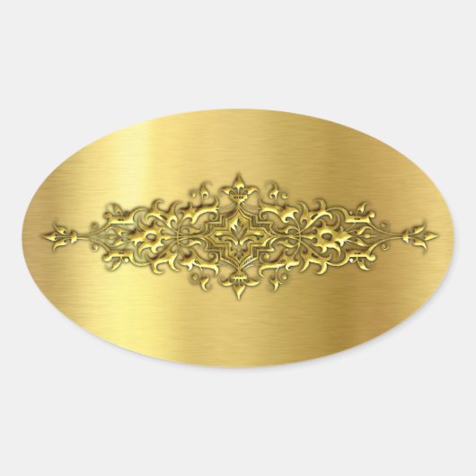 Elegante Hochzeitsticker, Gold Ovaler Aufkleber (Vorderseite)