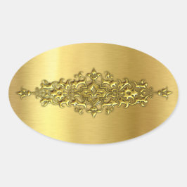 Elegante Hochzeitsticker, Gold Ovaler Aufkleber