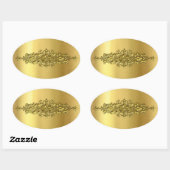 Elegante Hochzeitsticker, Gold Ovaler Aufkleber (Blatt)
