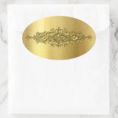 Elegante Hochzeitsticker, Gold Ovaler Aufkleber (Tasche)