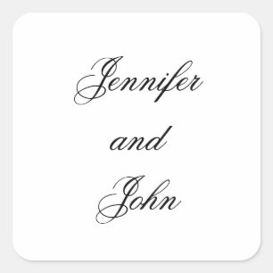 Elegante Hochzeitsticker mit Individuellen Namen Quadratischer Aufkleber