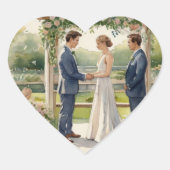 Elegante Hochzeitstickerkollektion Herz-Aufkleber (Vorderseite)