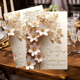 Elegante Hochzeitstil-Gold-Rosa-Blume Einladung