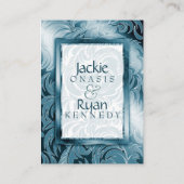 Elegante Hochzeitstippenkarten Blumenleaf Aquamari Begleitkarte (Rückseite)