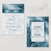 Elegante Hochzeitstippenkarten Blumenleaf Aquamari Begleitkarte (Vorne/Hinten)