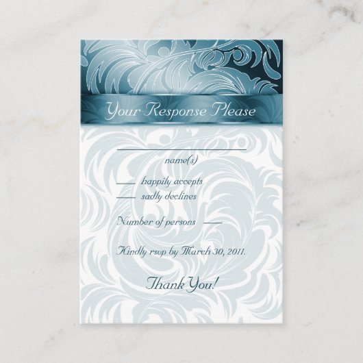 Elegante Hochzeitstippenkarten Blumenleaf Aquamari Begleitkarte (Vorderseite)