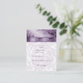 Elegante Hochzeitstippenkarten Blumenleaf Lila Begleitkarte (Stehend Vorderseite)