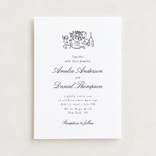 Elegante Hochzeitstisch-Illustration Einladung