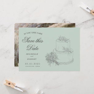 Elegante Hochzeitstorte Foto Save The Date Einladung