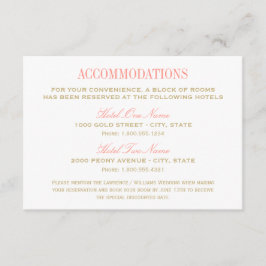 Elegante Hochzeitsunterkünfte Coral und Gold Begleitkarte