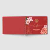 Elegante Hochzeitswillkommen in Red Peony Chinese Gästebuch (Voll)