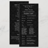 Elegante Hochzeitszeremonie Programm Black Damask (Vorne/Hinten)
