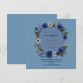 Elegante Hochzeitszirkel Blume Silver Navy Save The Date (Vorne/Hinten)