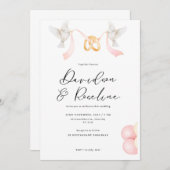 Elegante Hochzeitvorlage mit Ring und Dove Einladung (Vorne/Hinten)