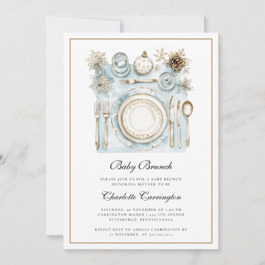 Elegante Holiday Baby Brunch Kinderdusche Einladun Einladung (Vorderseite)