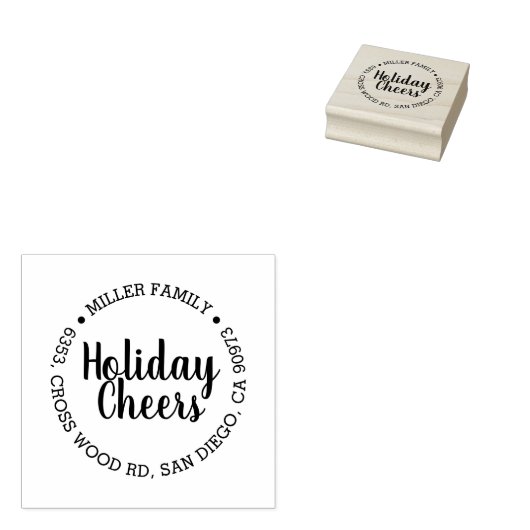 Elegante Holiday Cheers Runde Rücksendeadresse Bri Gummistempel (Stempel)