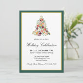 Elegante Holiday Floral Tree Party Einladung (Stehend Vorderseite)