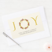 Elegante Holiday Joy Gold Wreath Rücksendeadresse Rechteckiger Aufkleber (Umschlag)