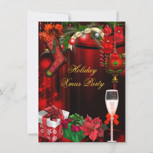 Elegante Holiday Party Green Gold Champagne Einladung