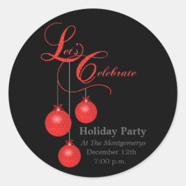 Elegante Holiday Party Red Lace Runder Aufkleber