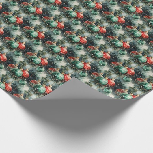 Elegante Holiday Symphony: Green, Red & Gold Geschenkpapier (Ecke)