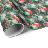 Elegante Holiday Symphony: Green, Red & Gold Geschenkpapier (Rolleneckpunkt)