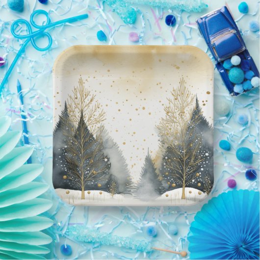 Elegante Holiday Trees Pappteller (Party)