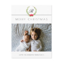 Elegante Holiday Wreath Foto Grußkarte