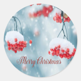 Elegante Holly Berries, Branchen, Schneeschuhwande Runder Aufkleber