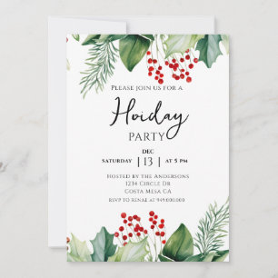 Elegante Holly Berries Einladung