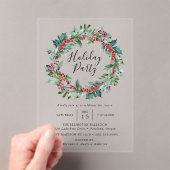 Elegante Holly Berry Wreath Holiday Party Acryleinladungen (Insitu (Handheld))