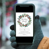 Elegante Holly Berry Wreath Holiday Party Einladung