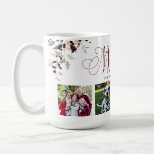 Elegante Holly-Familienfoto-Weihnachten Kaffeetasse